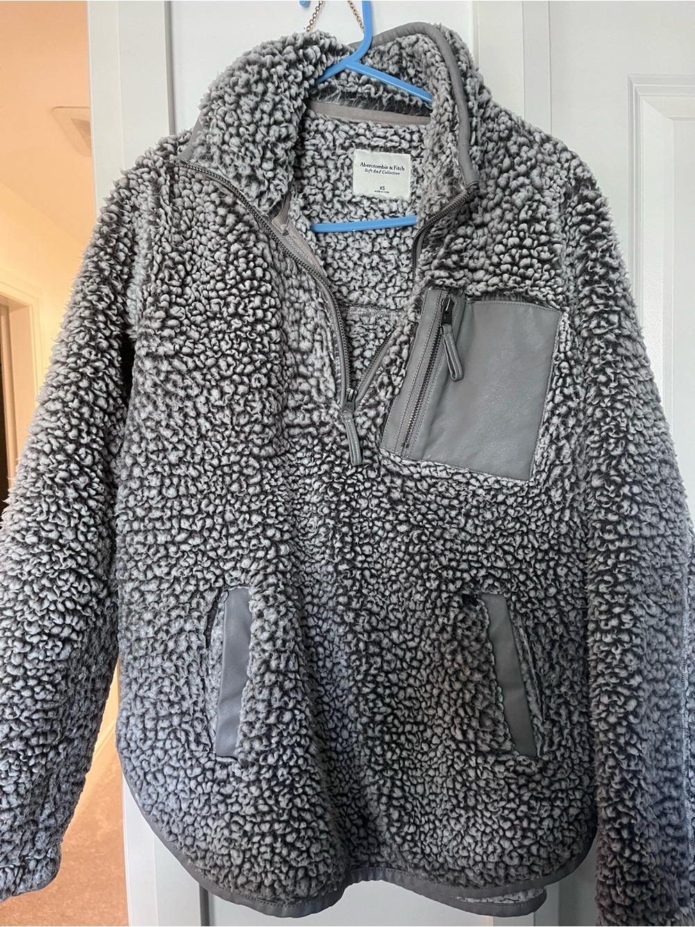Cozy Grey Sherpa Pullover Jacket